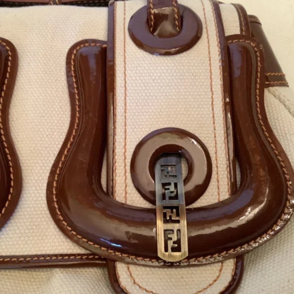 Vintage FENDI Bag with cotton fabric - excellent condition - Picture 4 of 13